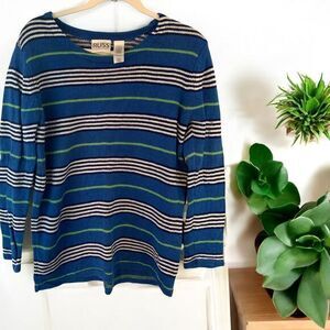 RUSS Navy Blue Striped Knit‎ Sweater Casual Long Sleeve Pullover
Sz medium